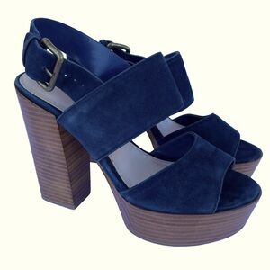 Aldo Navy Suede Platform Block Heel Sandals